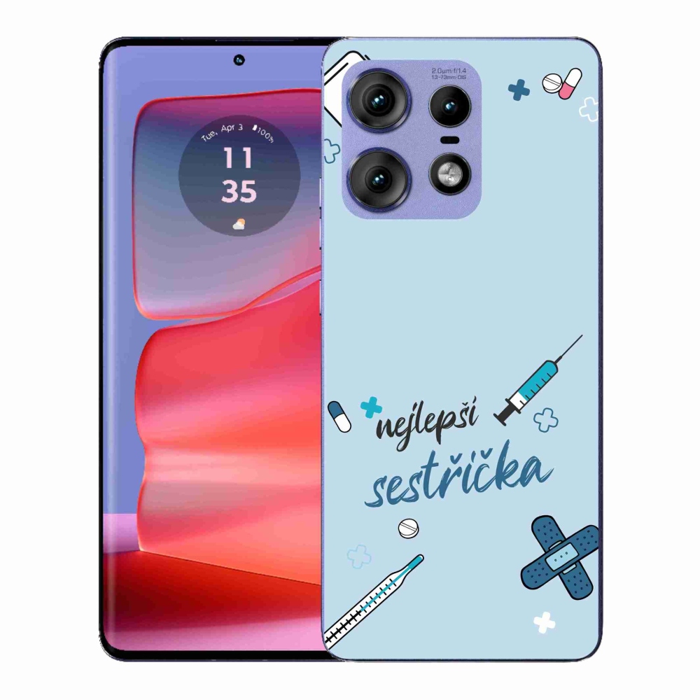 Gél borító mmCase a Motorola Edge 50 Pro készülékre - legjobb kishúg kék háttérrel
