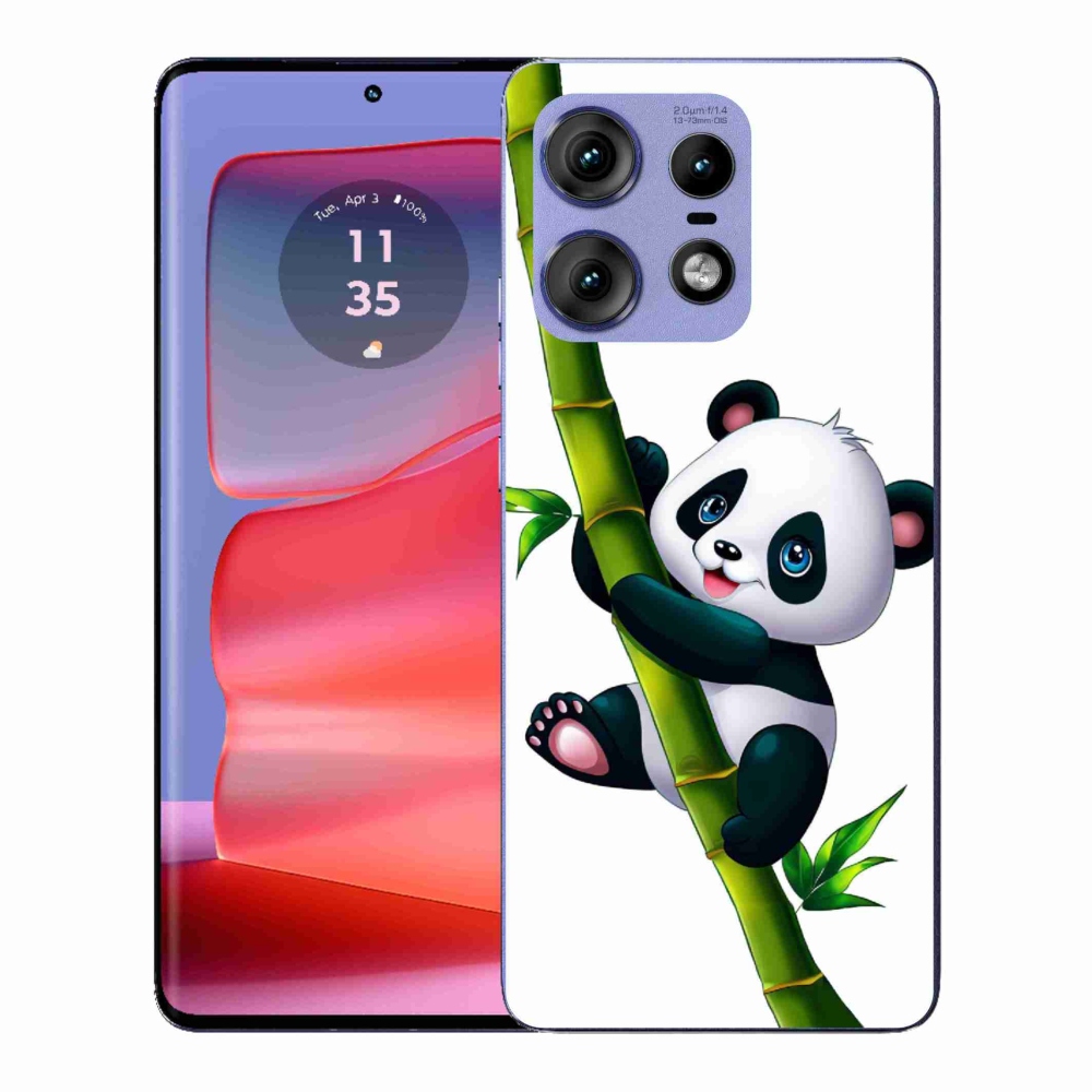 Zselés borítás mmCase a Motorola Edge 50 Pro készülékhez - panda a bambuszon