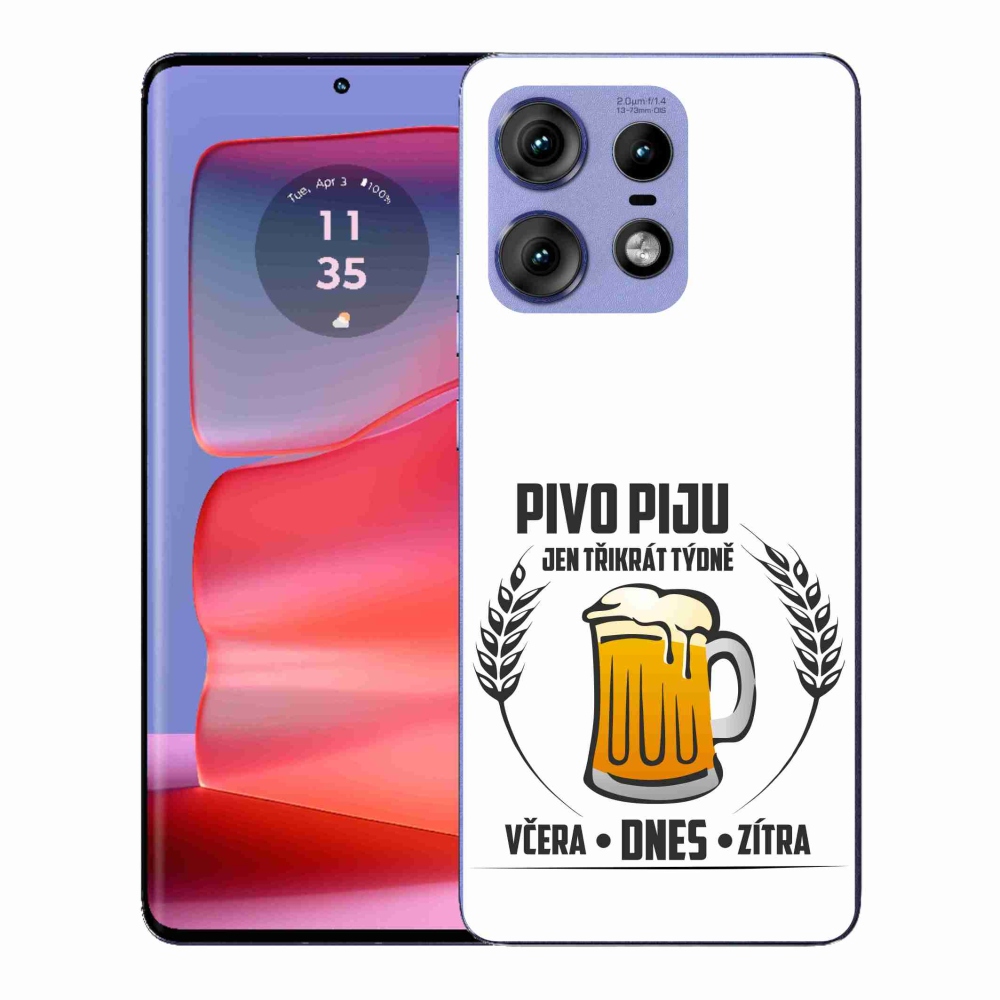 Zselés borítás mmCase a Motorola Edge 50 Pro készülékhez - sör motívum fehér háttérrel