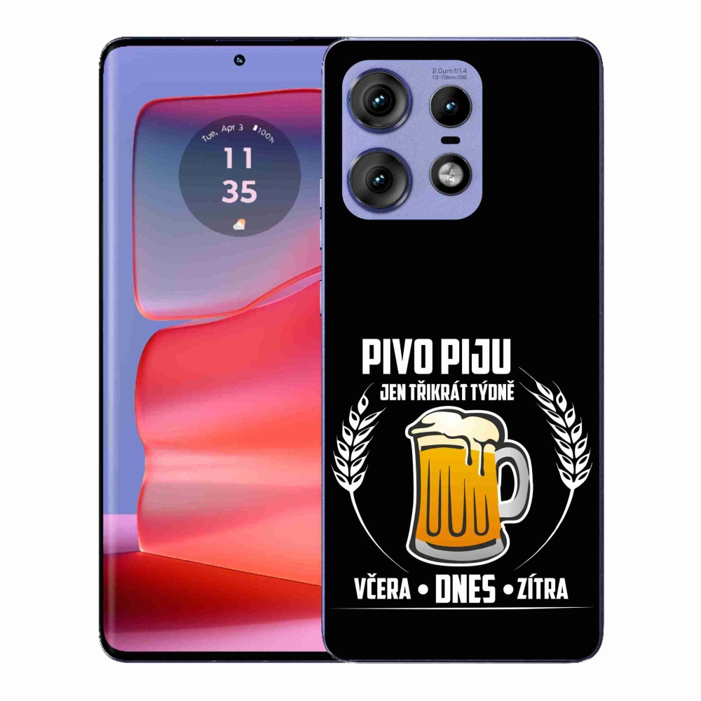 Zselés borítás mmCase a Motorola Edge 50 Pro készülékhez - fekete háttér sör motívummal