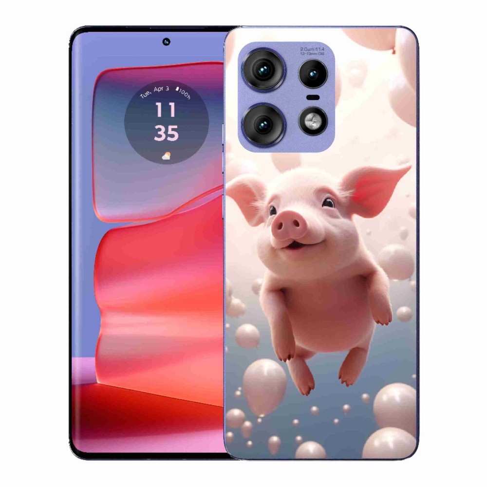 Zselés borítás mmCase a Motorola Edge 50 Pro készülékhez - malacka lufikkal