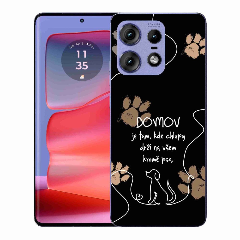 Zselés borítás mmCase a Motorola Edge 50 Pro készülékhez - kutya motívum fekete háttérrel