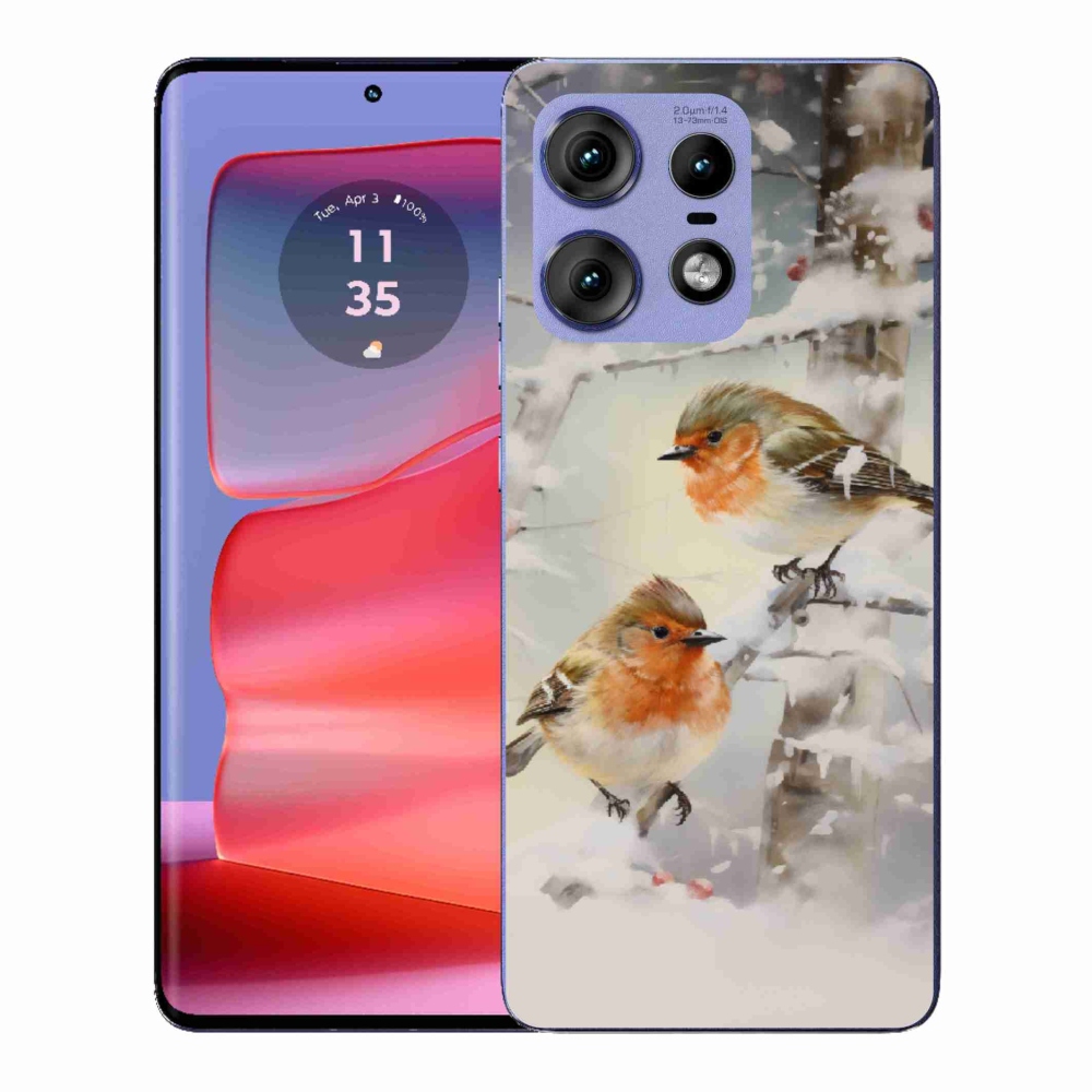Zselés borítás mmCase a Motorola Edge 50 Pro készülékhez - madarak télen