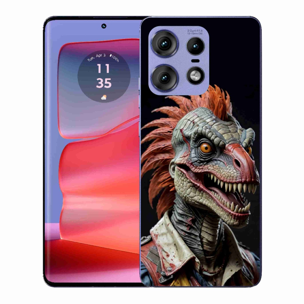Zselés borítás mmCase a Motorola Edge 50 Pro készülékhez - punk dinoszaurusz