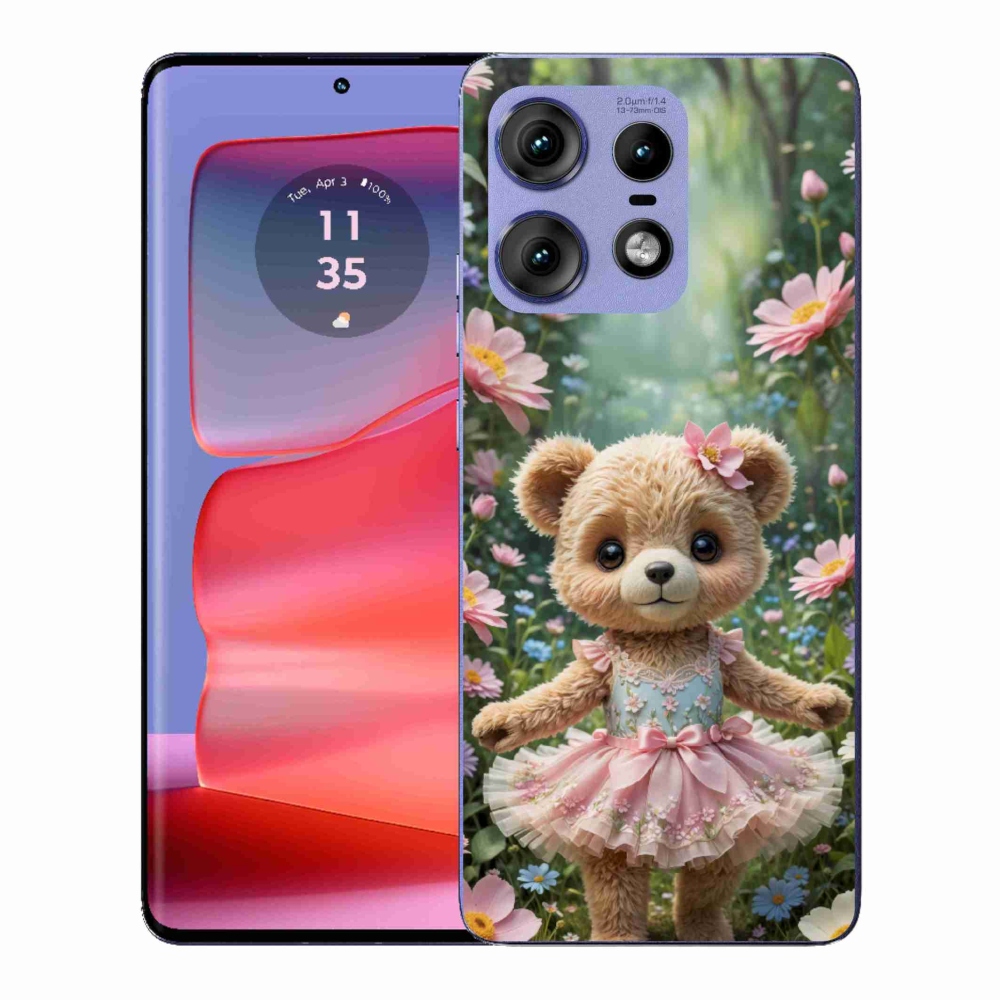 Gél védőhuzat mmCase a Motorola Edge 50 Pro készülékhez - aranyos virágos mackó