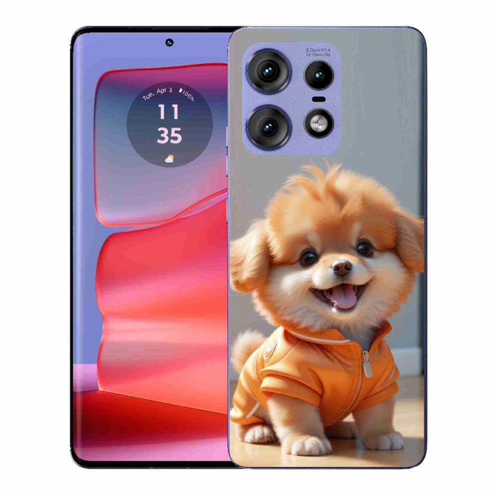 Zselés borítás mmCase a Motorola Edge 50 Pro készülékhez - aranyos pomerániai pulóverben
