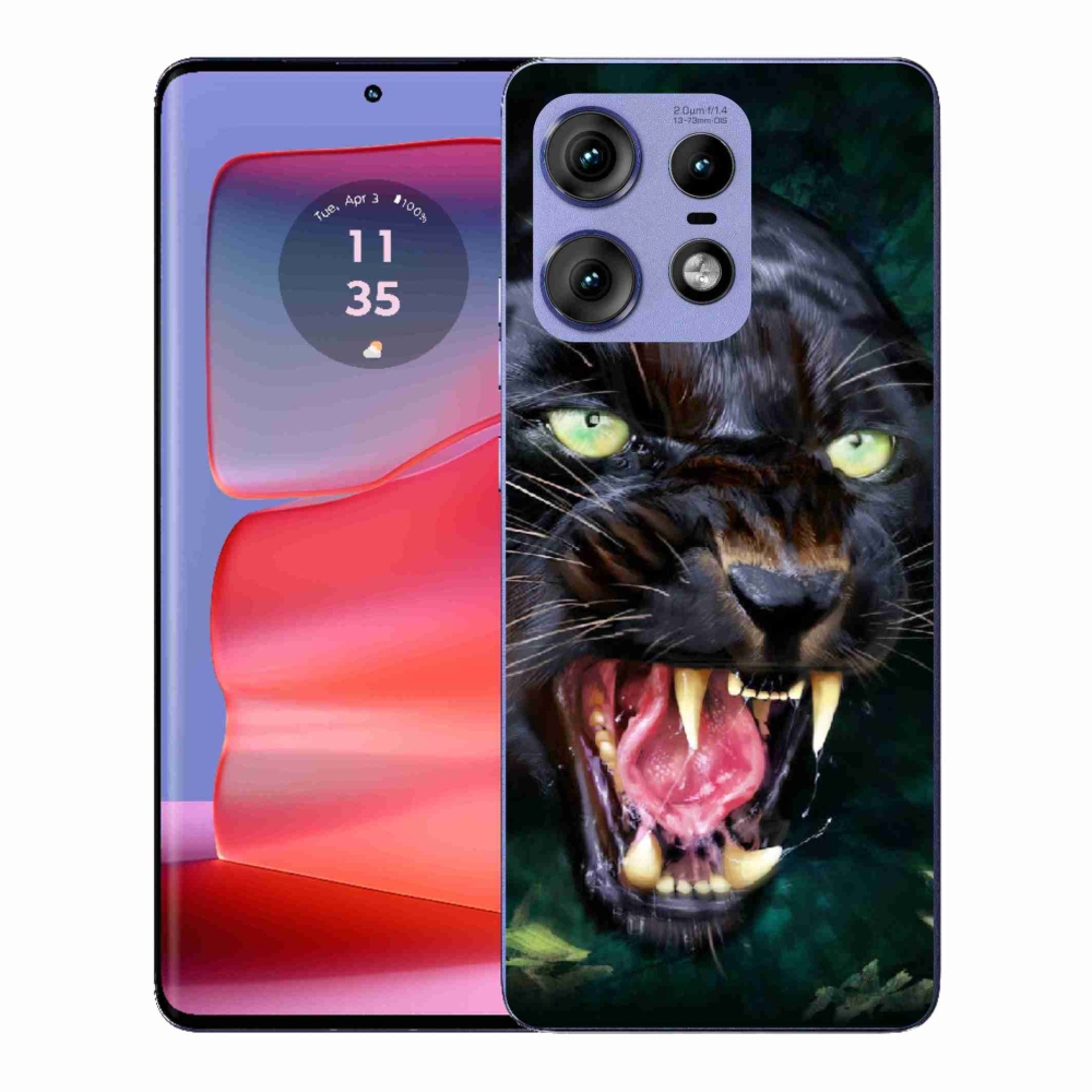 Zselés borítás mmCase a Motorola Edge 50 Pro készülékhez - dühös fekete párduc