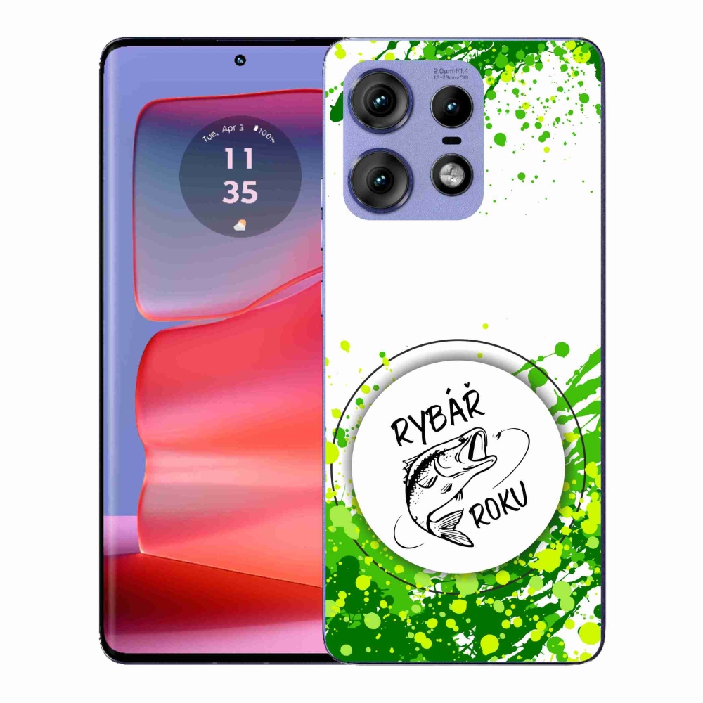 Zselés borító mmCase a Motorola Edge 50 Pro készülékhez - az év horgásza fehér háttérrel