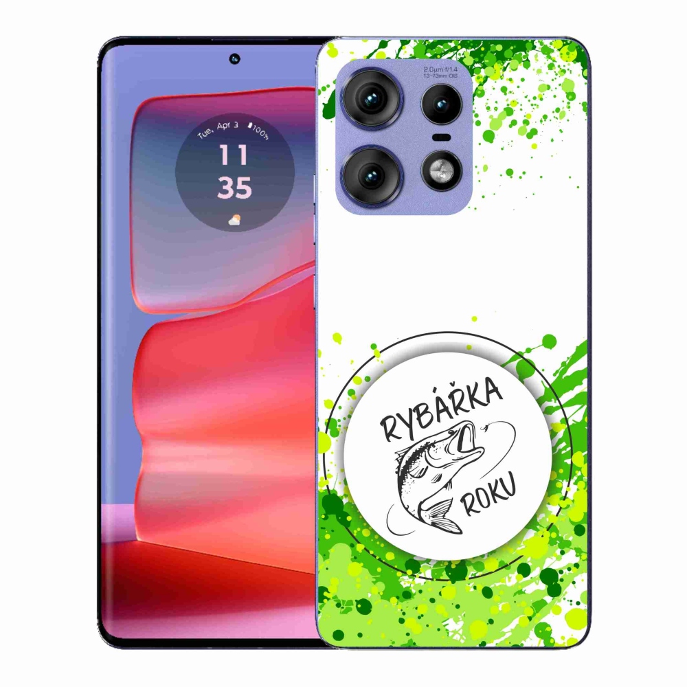 Zselés borító mmCase a Motorola Edge 50 Pro készülékhez - az év horgásza fehér háttérrel