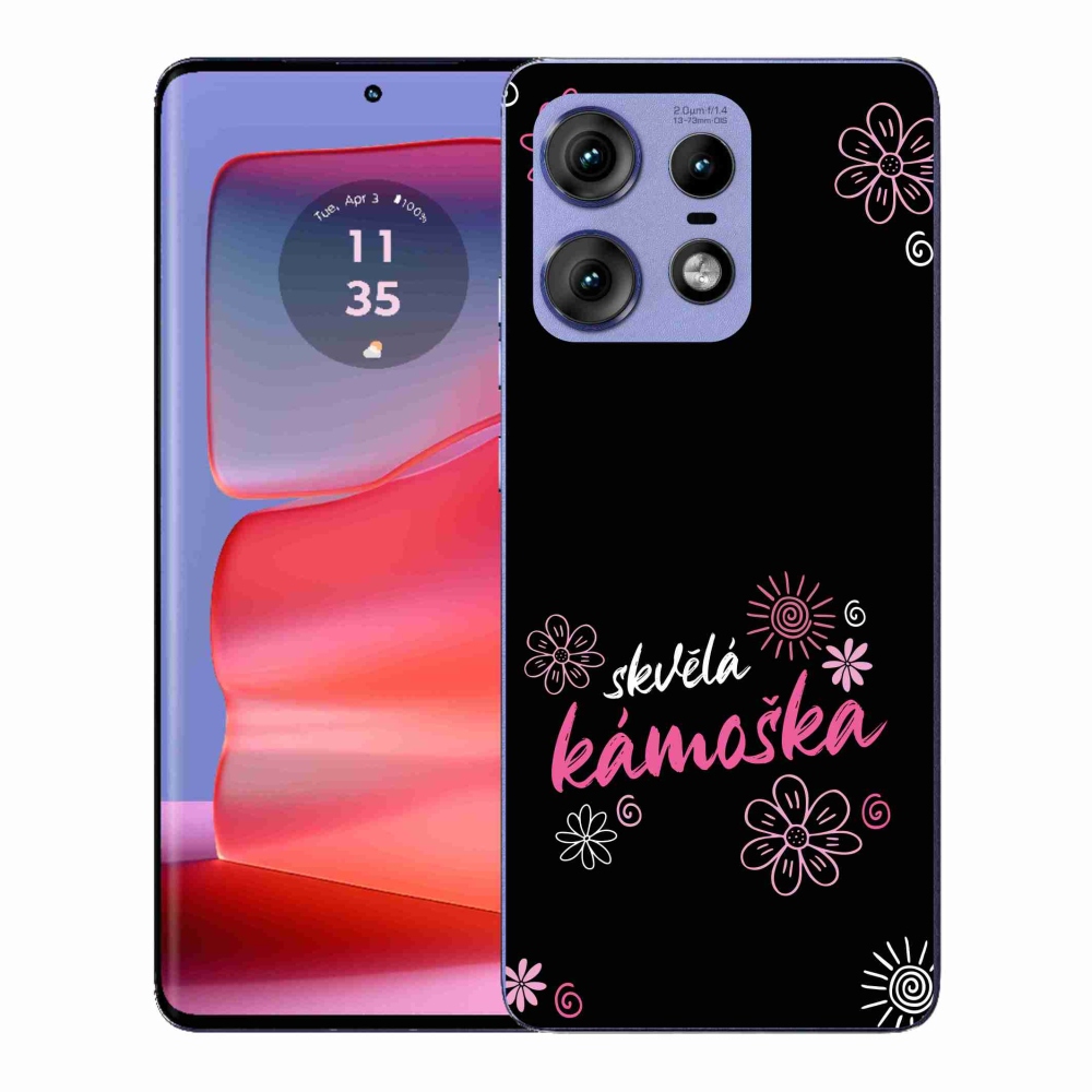Zselés borítás mmCase a Motorola Edge 50 Pro készülékhez - nagyszerű haver fekete háttérrel