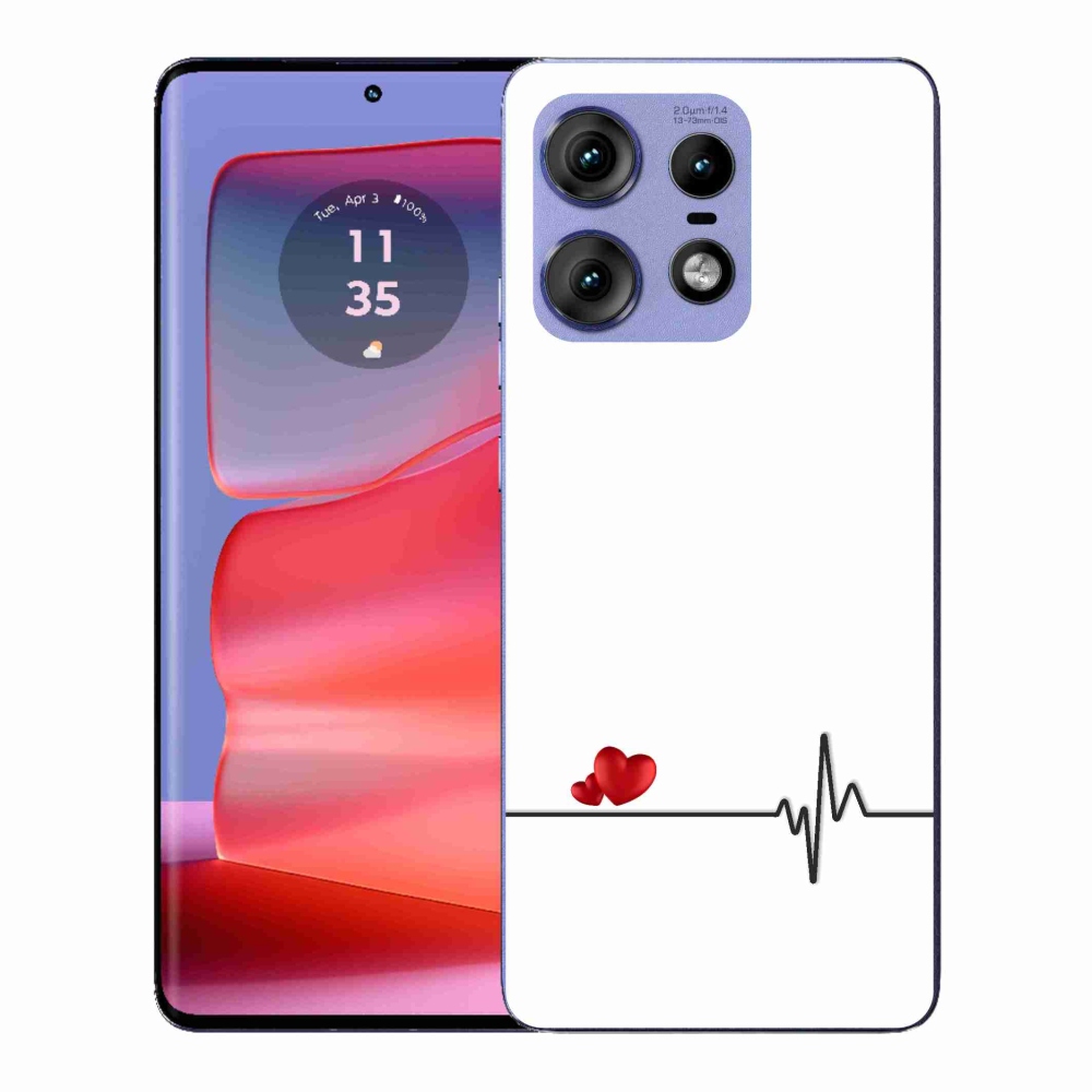 Zselés borító mmCase a Motorola Edge 50 Pro készülékhez - szív és szívverés fehér háttérrel