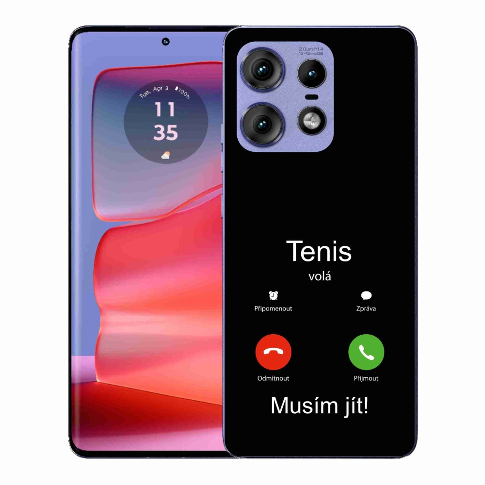 Zselés borítás mmCase a Motorola Edge 50 Pro készülékhez - teniszhívások fekete háttérrel