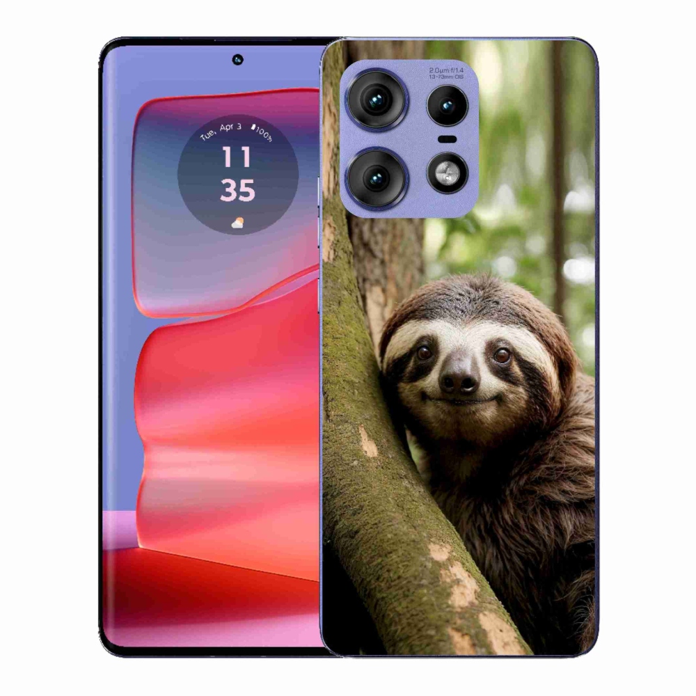 Zselés borítás mmCase a Motorola Edge 50 Pro készülékhez - mosolygó lajhár
