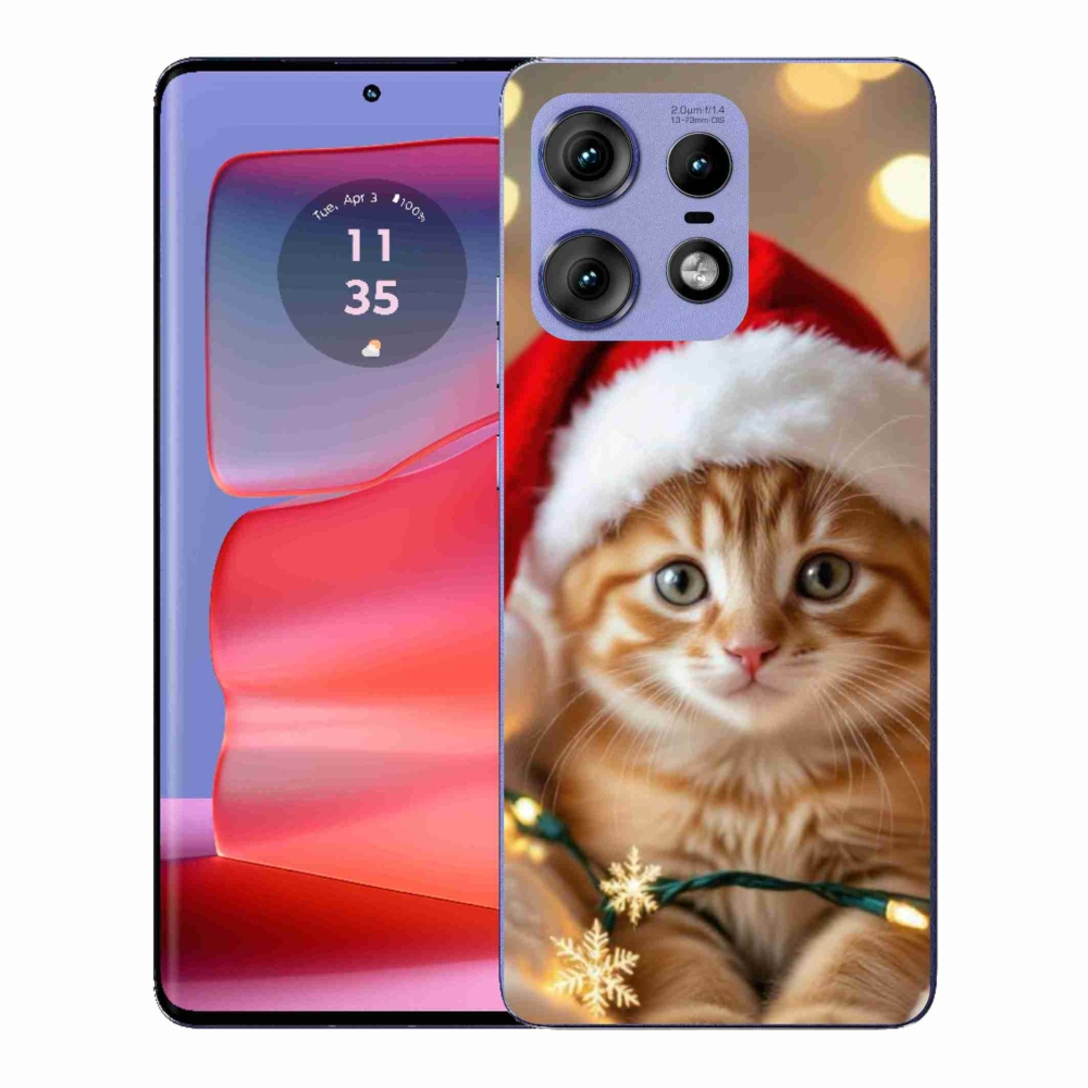Zselés borítás mmCase a Motorola Edge 50 Pro készülékhez - Karácsonyi cica