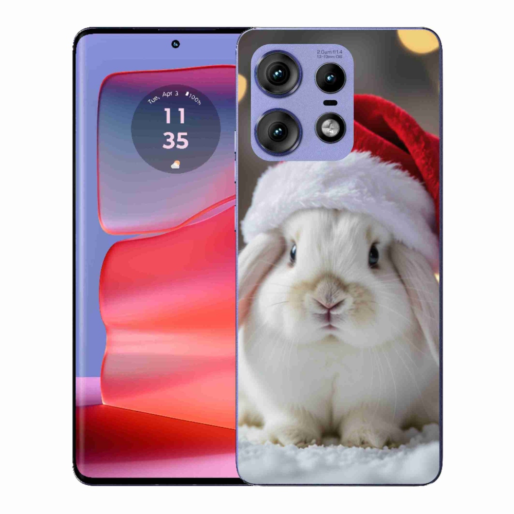 Zselés borítás mmCase a Motorola Edge 50 Pro készülékhez - karácsonyi nyúl