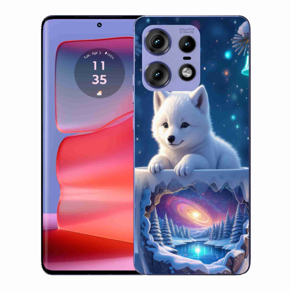 Zselés borítás mmCase a Motorola Edge 50 Pro készülékhez - Karácsonyi kölyökkutyakölyök