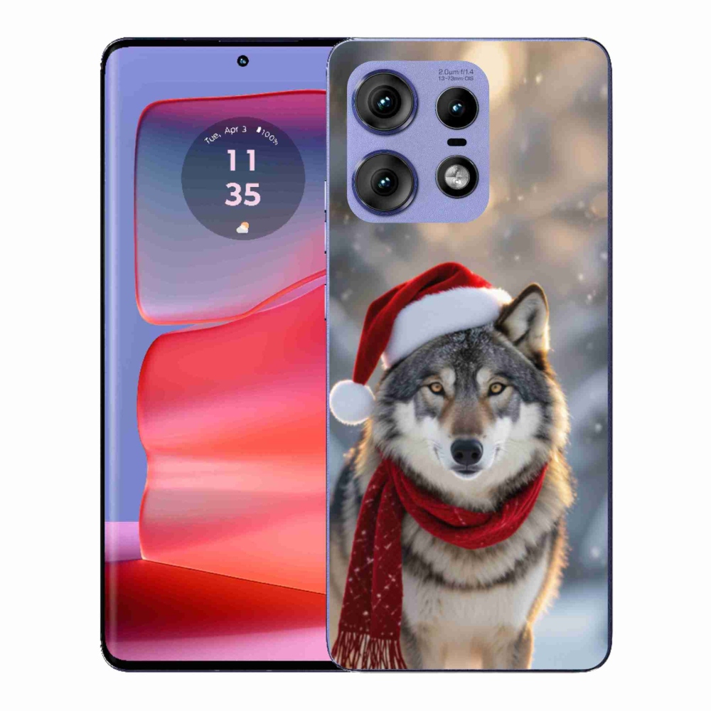 Zselés borítás mmCase a Motorola Edge 50 Pro készülékhez - Karácsonyi farkas