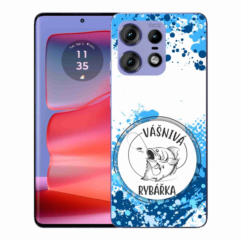 Gél borító mmCase a Motorola Edge 50 Pro készülékhez - szenvedélyes halásznő fehér háttérrel