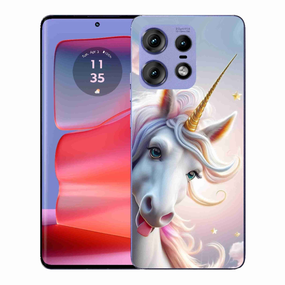 Zselés borítás mmCase a Motorola Edge 50 Pro készülékhez - vidám egyszarvú