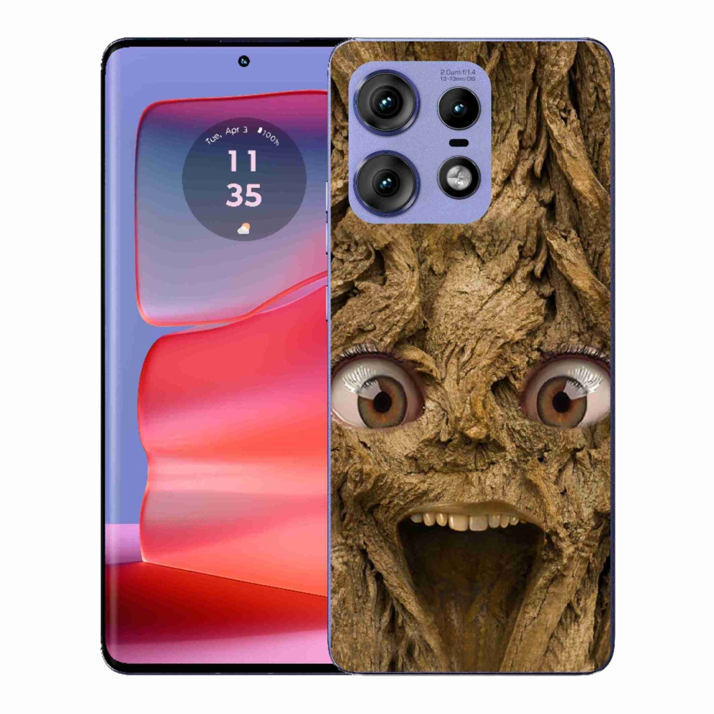 Zselés borítás mmCase a Motorola Edge 50 Pro készülékhez - boldog fa szemekkel