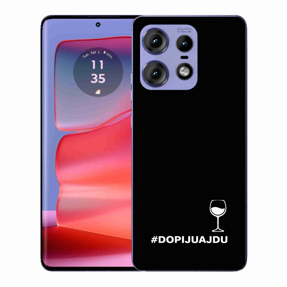 Zselés borító mmCase a Motorola Edge 50 Pro készülékhez - bor motívum fekete alapon