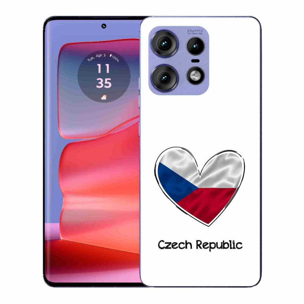 Gél védőhuzat mmCase a Motorola Edge 50 Pro készülékhez - szív zászló fehér háttérrel
