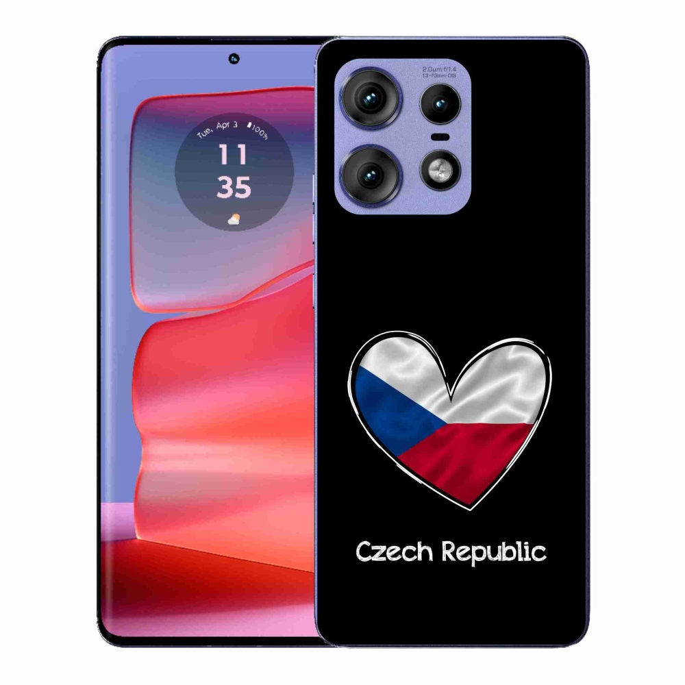 Gél védőhuzat mmCase a Motorola Edge 50 Pro készülékhez - szív zászló fekete háttérrel