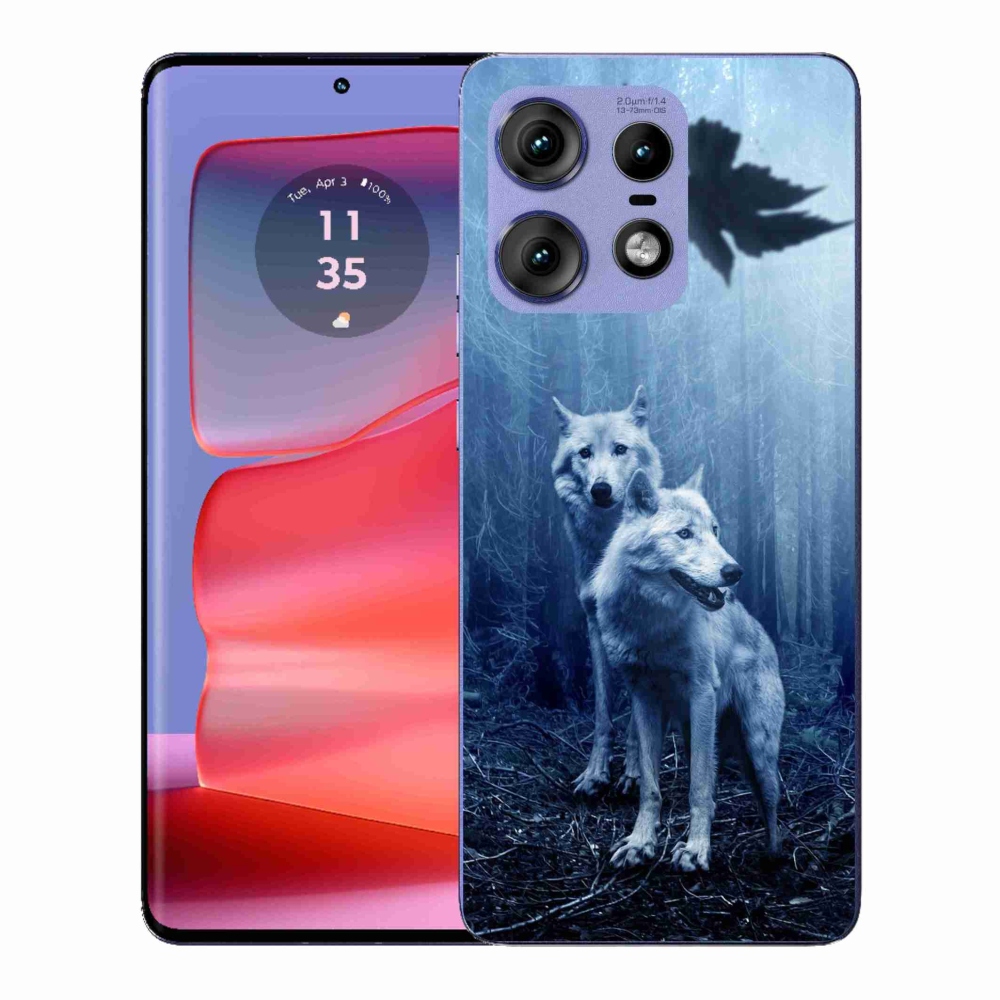 Zselés borítás mmCase a Motorola Edge 50 Pro készülékhez - farkasok az erdőben