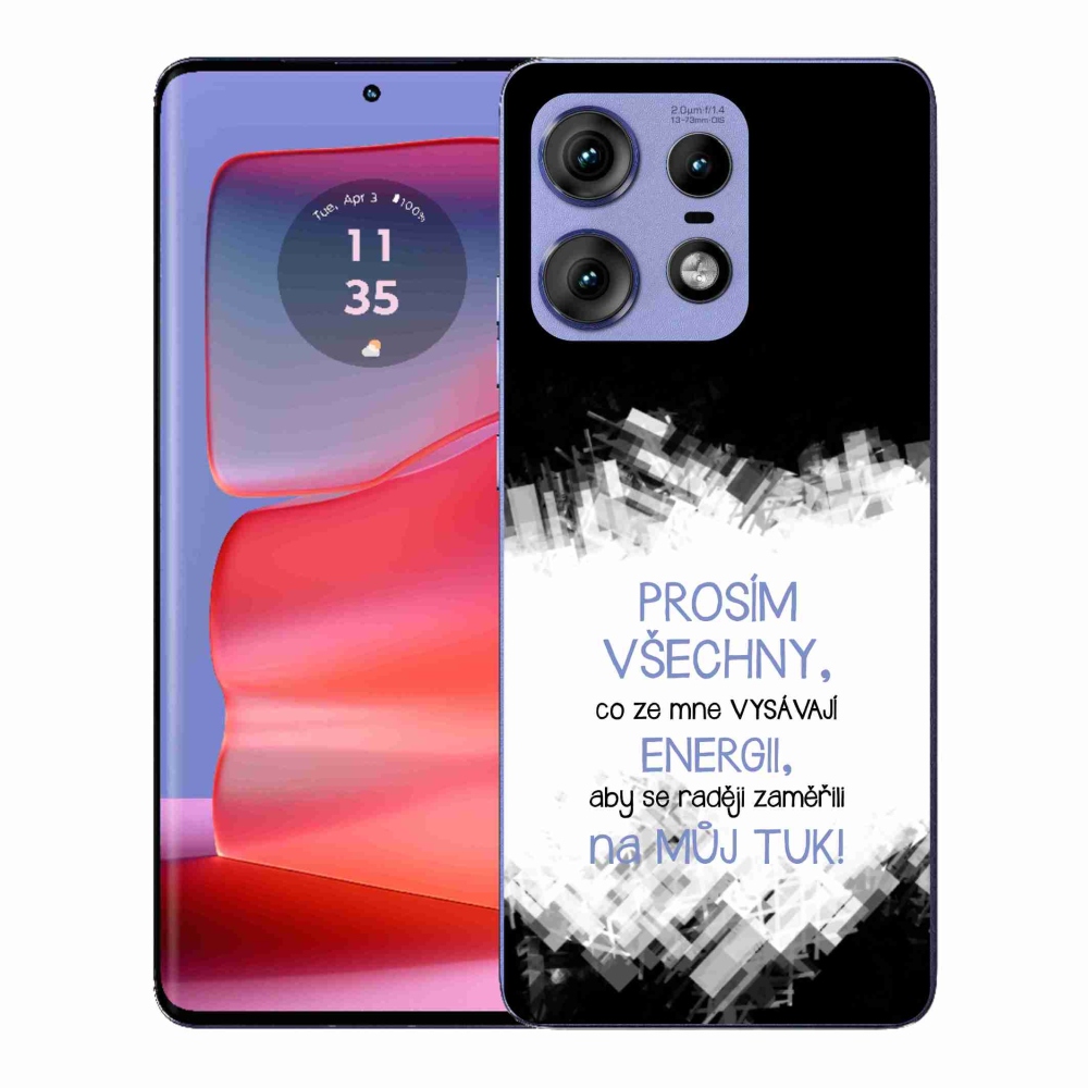 Zselés borító mmCase a Motorola Edge 50 Pro készülékhez - vicces szöveg 1 kék