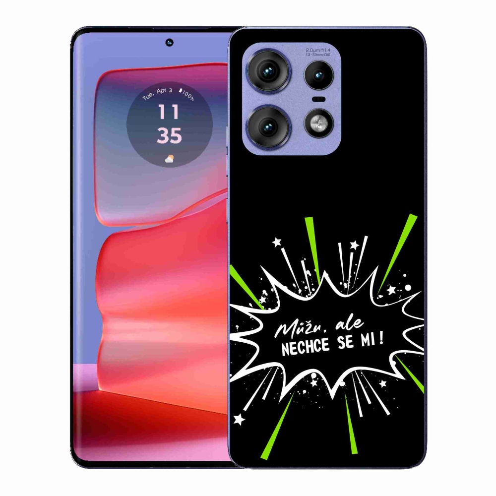 Gél borító mmCase a Motorola Edge 50 Pro készülékhez - vicces szöveg 11 fekete háttér