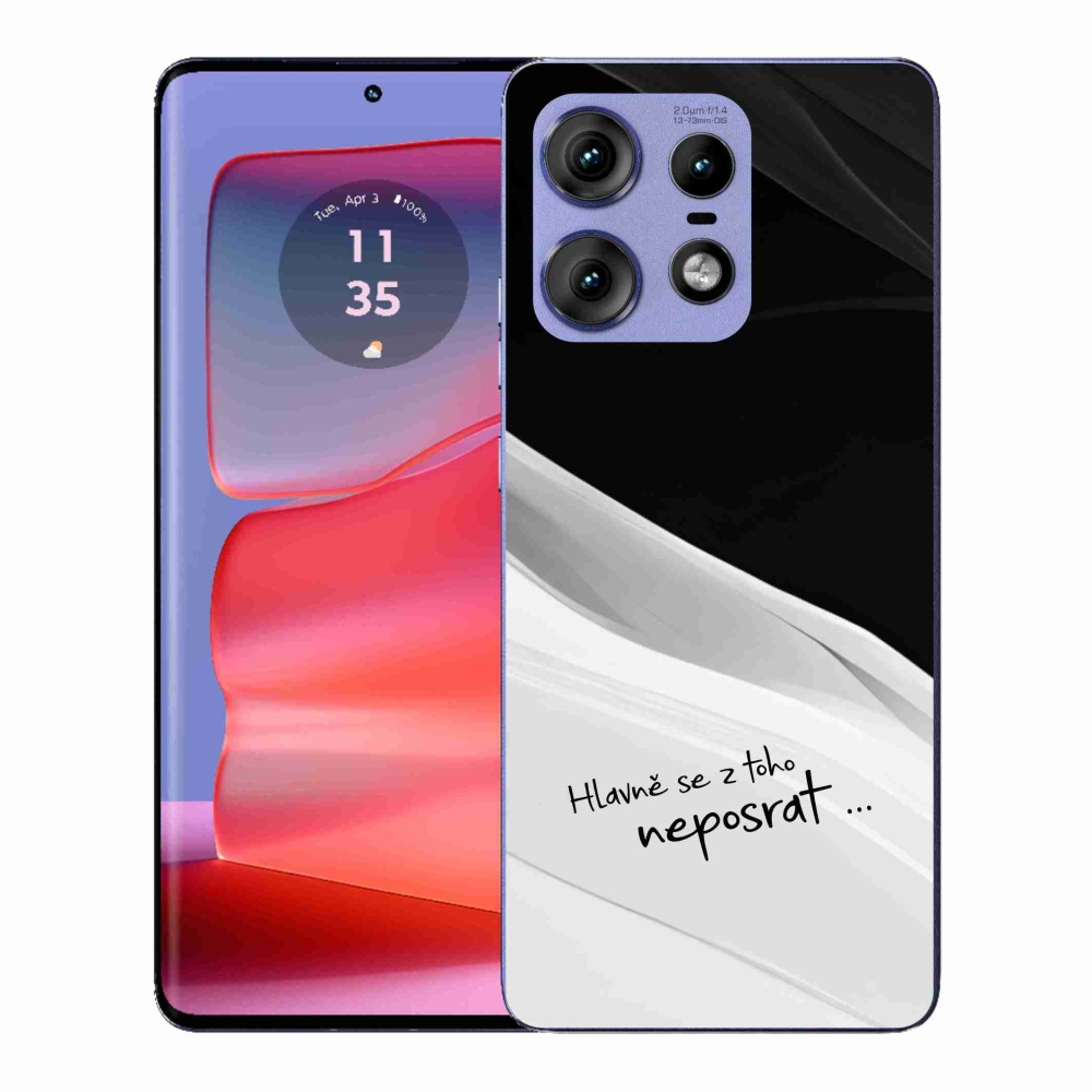 Gél borító mmCase a Motorola Edge 50 Pro készülékhez - vicces szöveg 13 fehér és fekete háttérrel