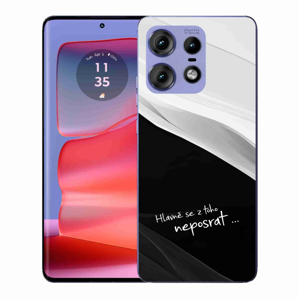 Gél borító mmCase a Motorola Edge 50 Pro készülékhez - vicces szöveg 13 fekete-fehér háttérrel