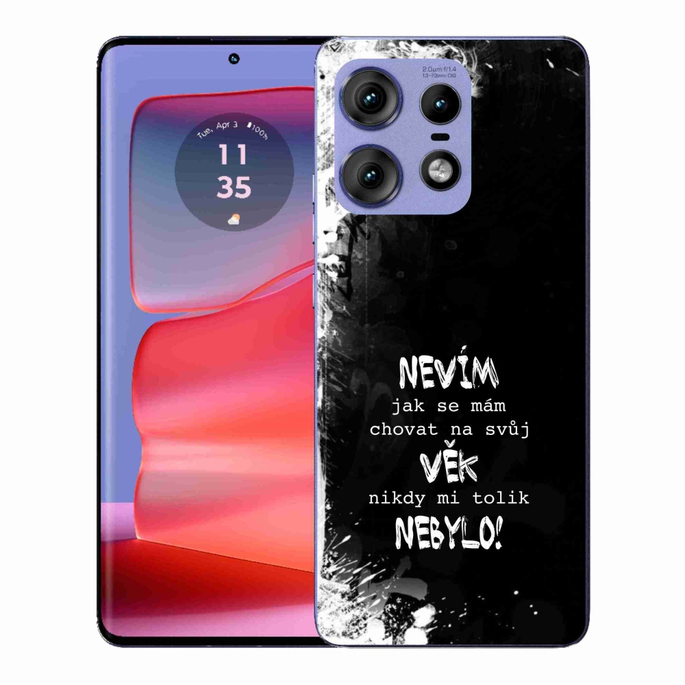 Zselés borító mmCase a Motorola Edge 50 Pro készülékhez - vicces szöveg 14 fekete háttér