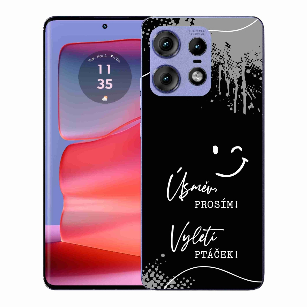 Gél borító mmCase a Motorola Edge 50 Pro készülékhez - vicces szöveg 4 fekete háttér