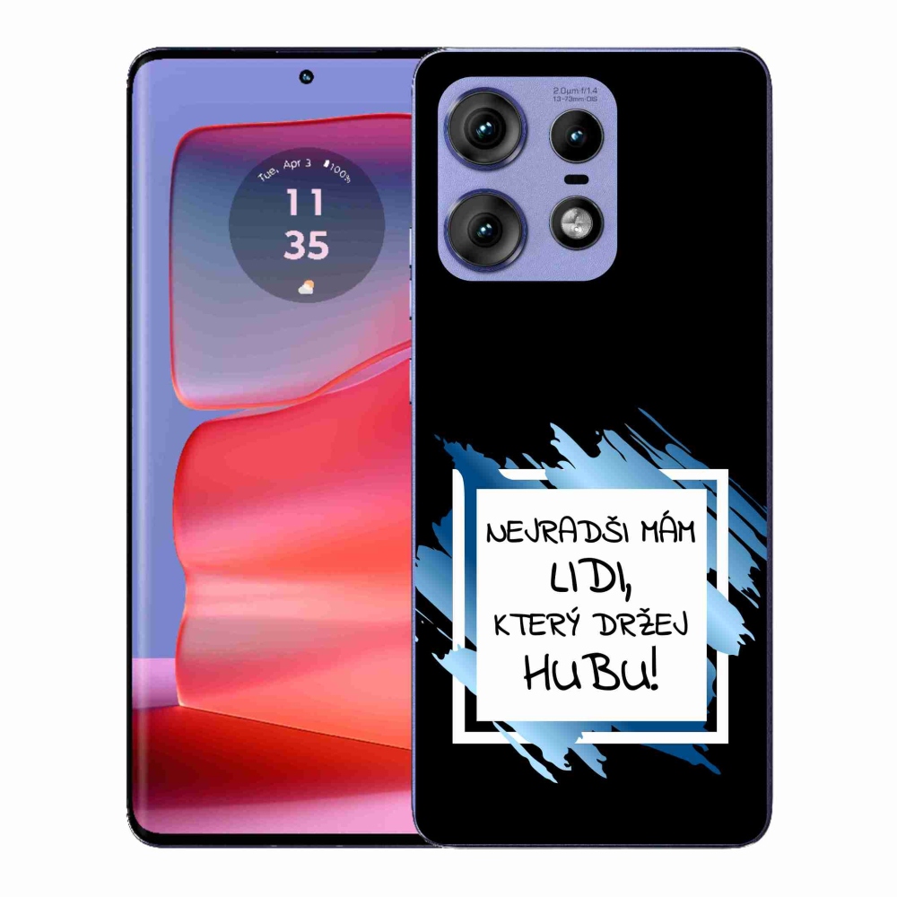Gél borító mmCase a Motorola Edge 50 Pro készülékhez - vicces szöveg 7 fekete-fehér háttérrel