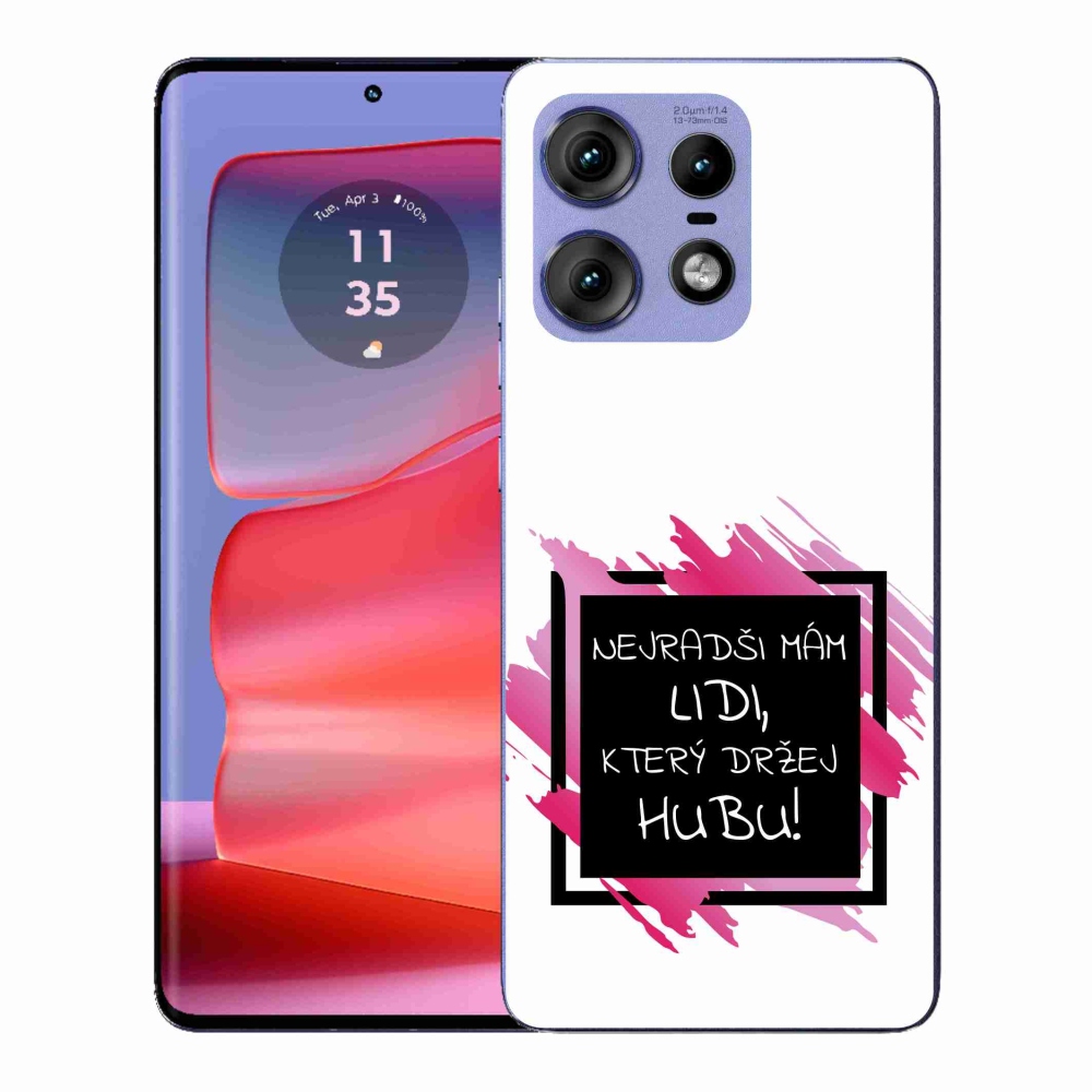 Gél borító mmCase a Motorola Edge 50 Pro készülékhez - vicces szöveg 7 fekete-fehér háttérrel