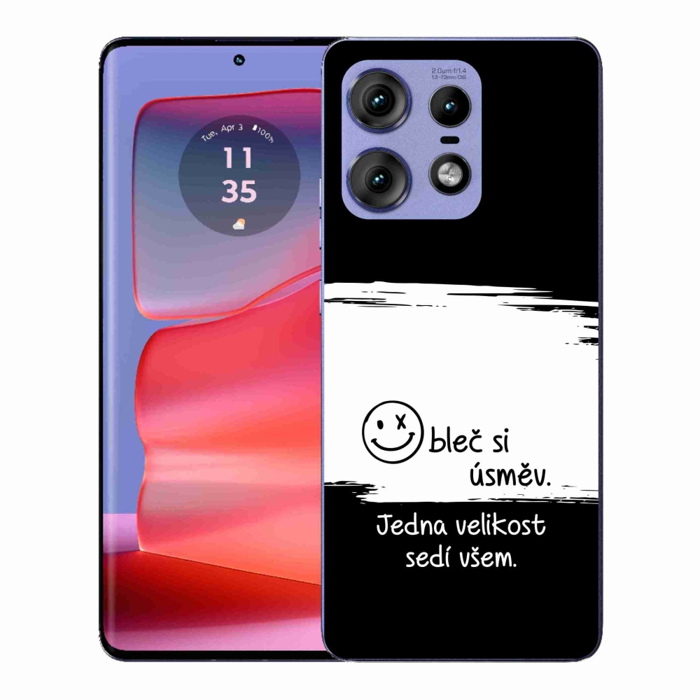 Gél borító mmCase a Motorola Edge 50 Pro készülékhez - vicces szöveg 8 fekete-fehér háttérrel