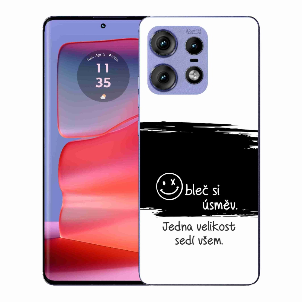 Gél borító mmCase a Motorola Edge 50 Pro készülékhez - vicces szöveg 8 fekete-fehér háttérrel