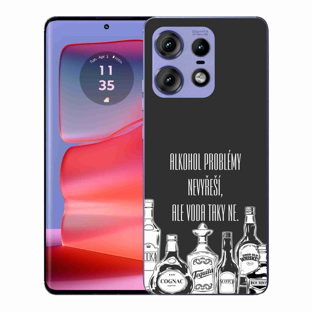 Gél borító mmCase a Motorola Edge 50 Pro készülékhez - vicces szöveg fekete háttérrel
