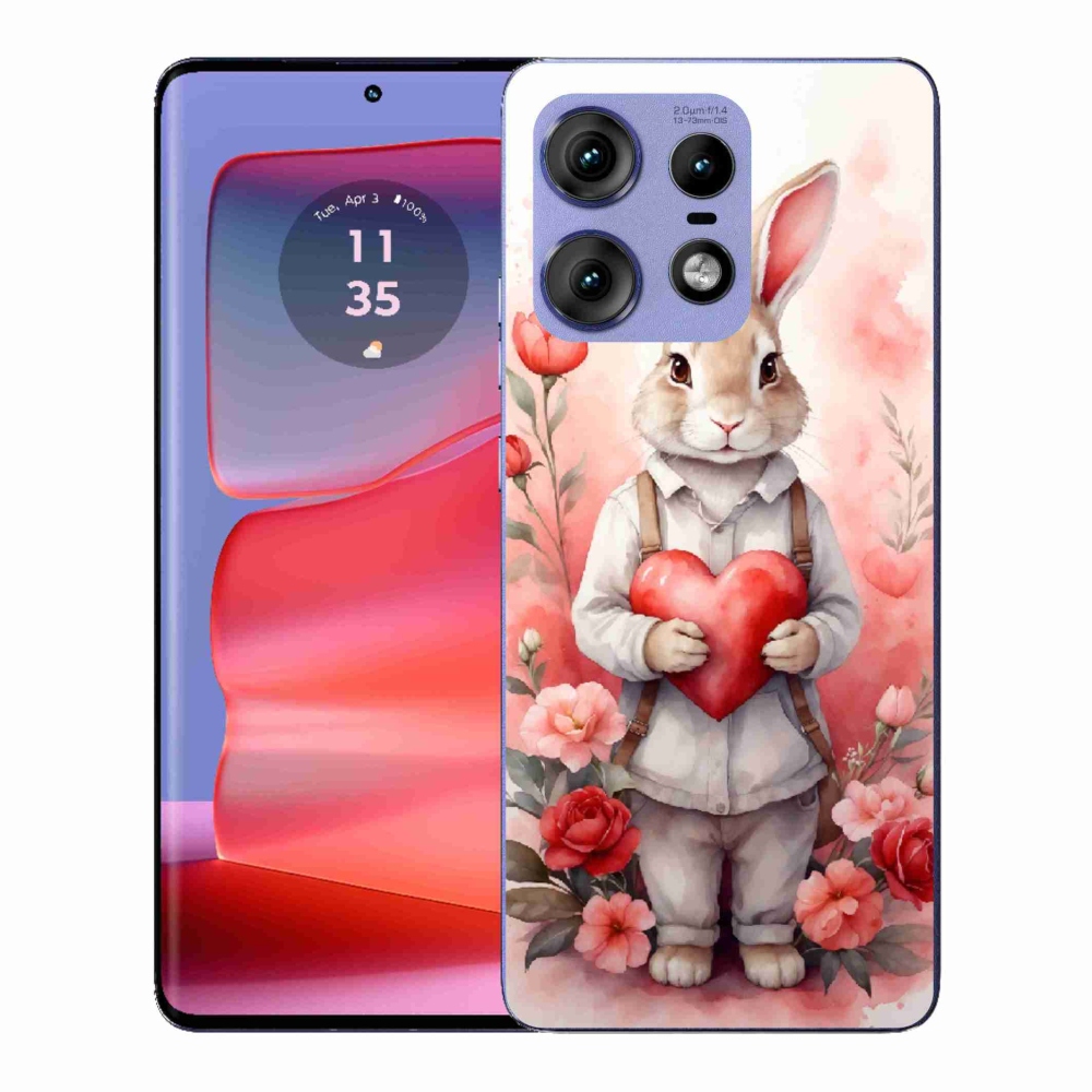 Zselés borítás mmCase a Motorola Edge 50 Pro készülékhez - nyúl szívvel