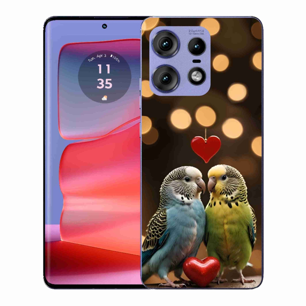 Zselés borítás mmCase a Motorola Edge 50 Pro készülékhez - szerelmes papagájok