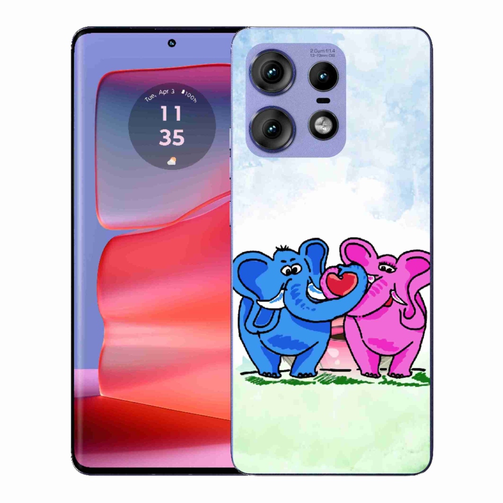 Zselés borítás mmCase a Motorola Edge 50 Pro készülékhez - szerelmes elefántok