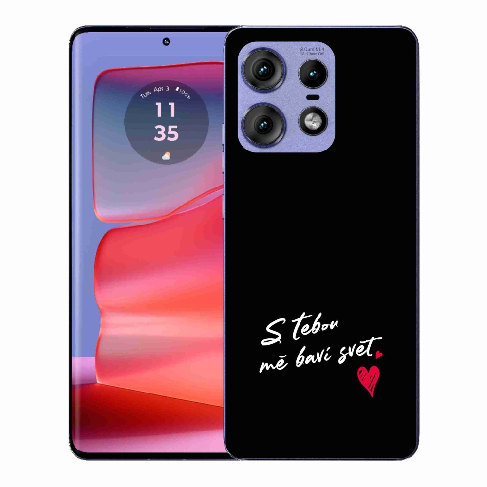 Zselés borító mmCase a Motorola Edge 50 Pro készülékhez - szerelmes szöveg 1 fekete háttér