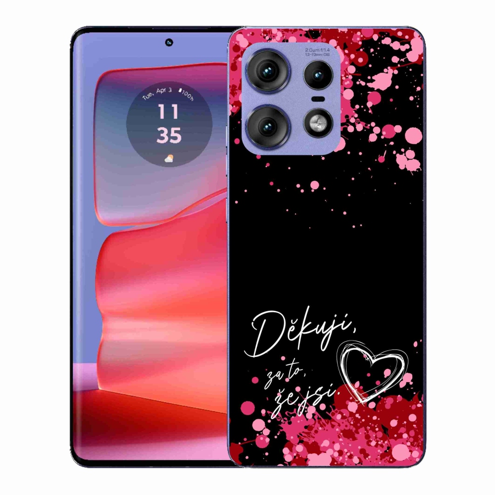 Zselés borító mmCase a Motorola Edge 50 Pro készülékhez - text in love 2 fekete háttér