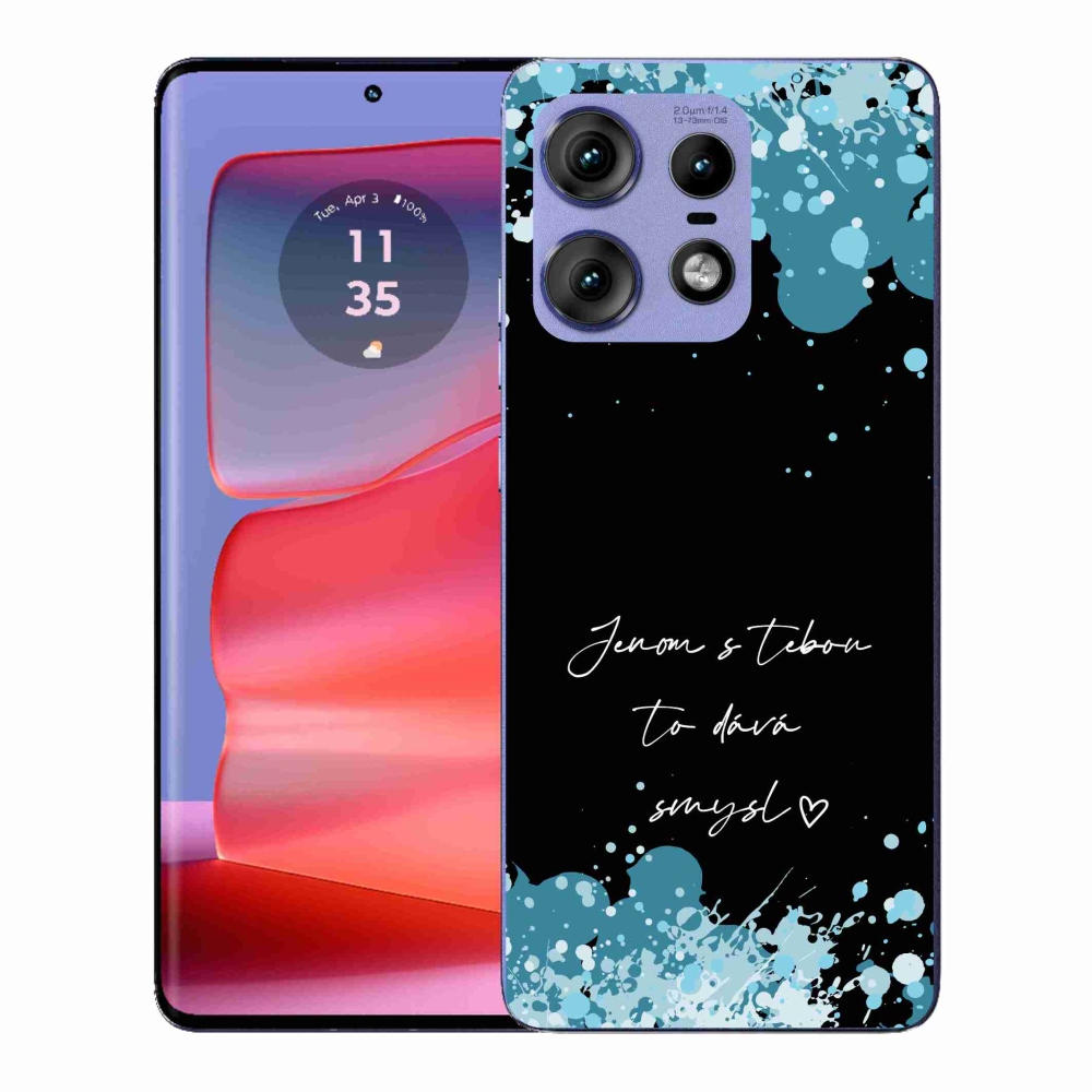 Gél borító mmCase a Motorola Edge 50 Pro készülékhez - szerelmes szöveg fekete háttérrel