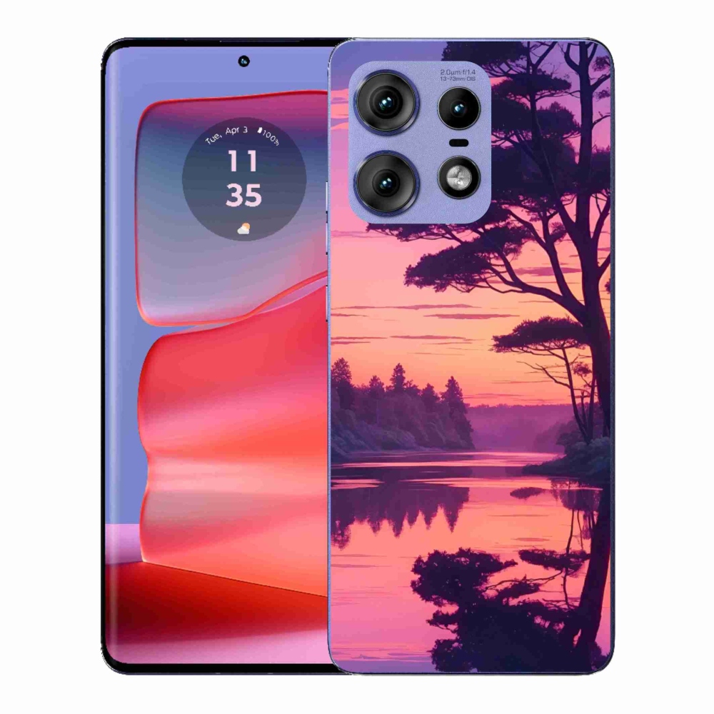 Zselés borítás mmCase a Motorola Edge 50 Pro készülékhez - naplemente a tó felett