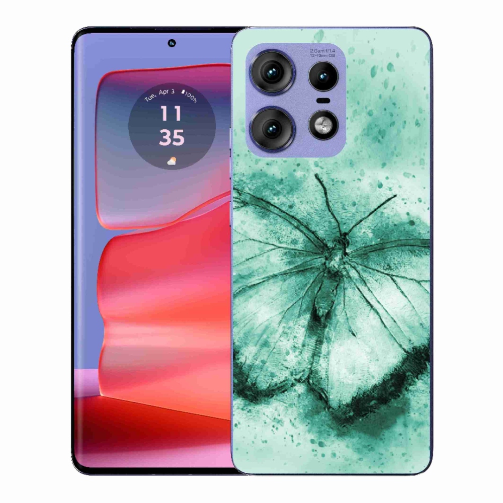 Zselés tok mmCase a Motorola Edge 50 Pro készülékhez - zöld pillangó