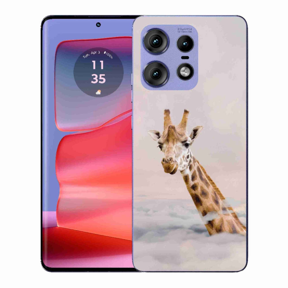 Zselés borítás mmCase a Motorola Edge 50 Pro készülékhez - zsiráf a felhőkben