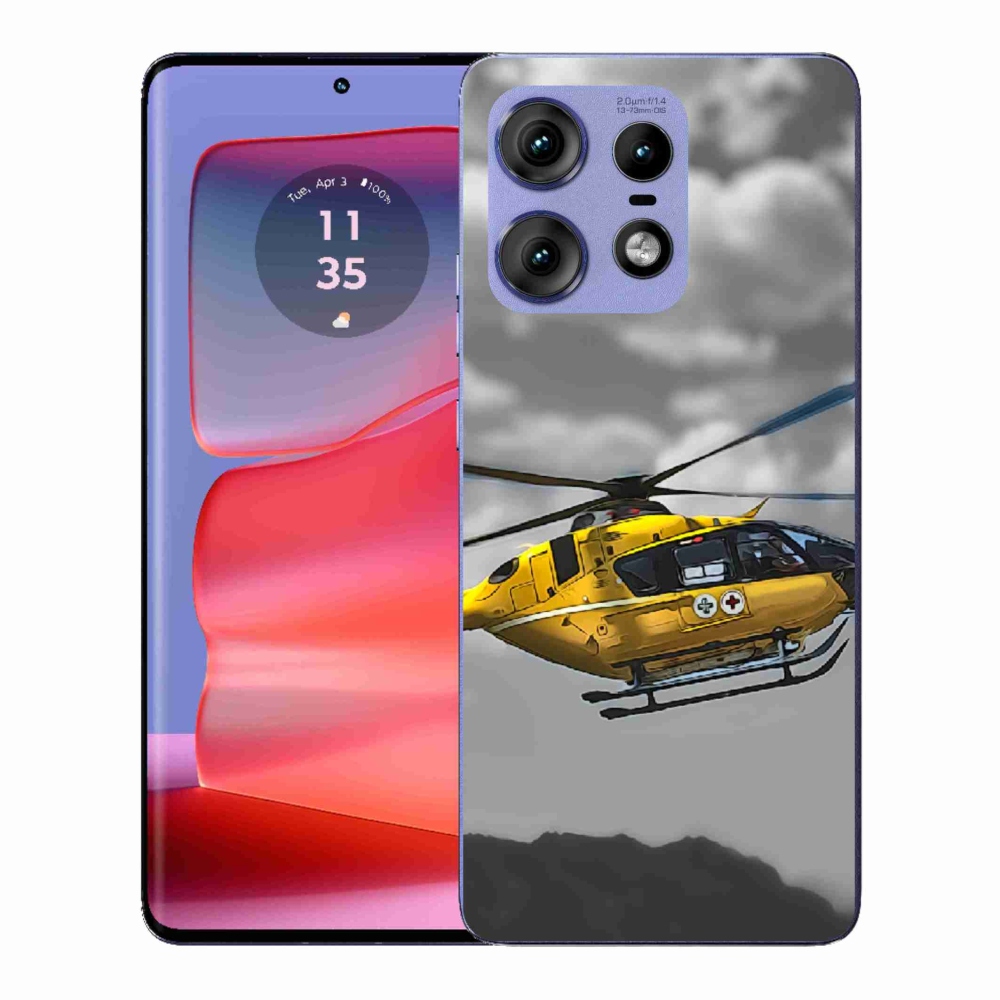 Zselés borítás mmCase Motorola Edge 50 Pro készülékhez - sárga helikopter