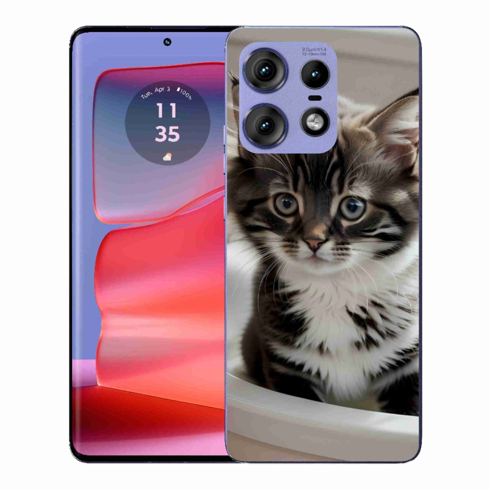 Zselés borítás mmCase a Motorola Edge 50 Pro készülékhez - kíváncsi cica